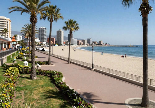 Beautiful beach promenade and gardens in Viña del Mar Chile